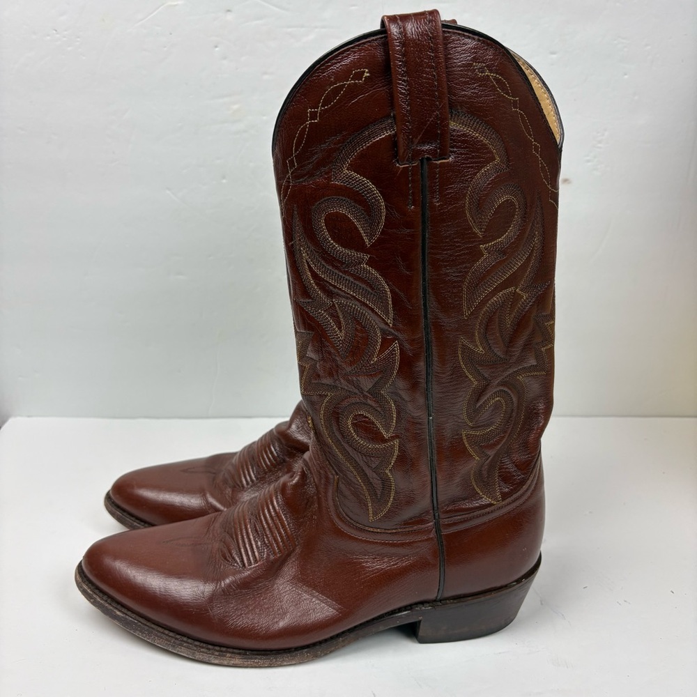 DAN POST MEN'S MIGNON WESTERN BOOTS Brown Leather 2111 Size 9.5 D